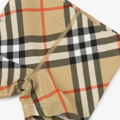 Baby Boys Beige Check Swim Shorts