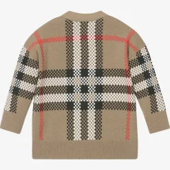 Baby Boys Beige Check Wool Cardigan
