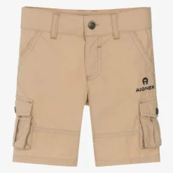 Baby Boys Beige Cotton Cargo Shorts