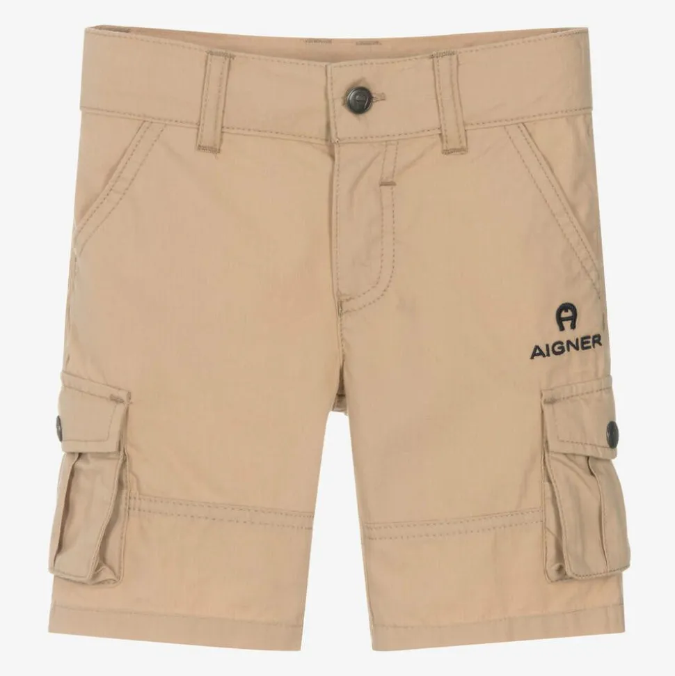 Baby Boys Beige Cotton Cargo Shorts
