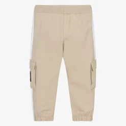 Baby Boys Beige Cotton Cargo Joggers