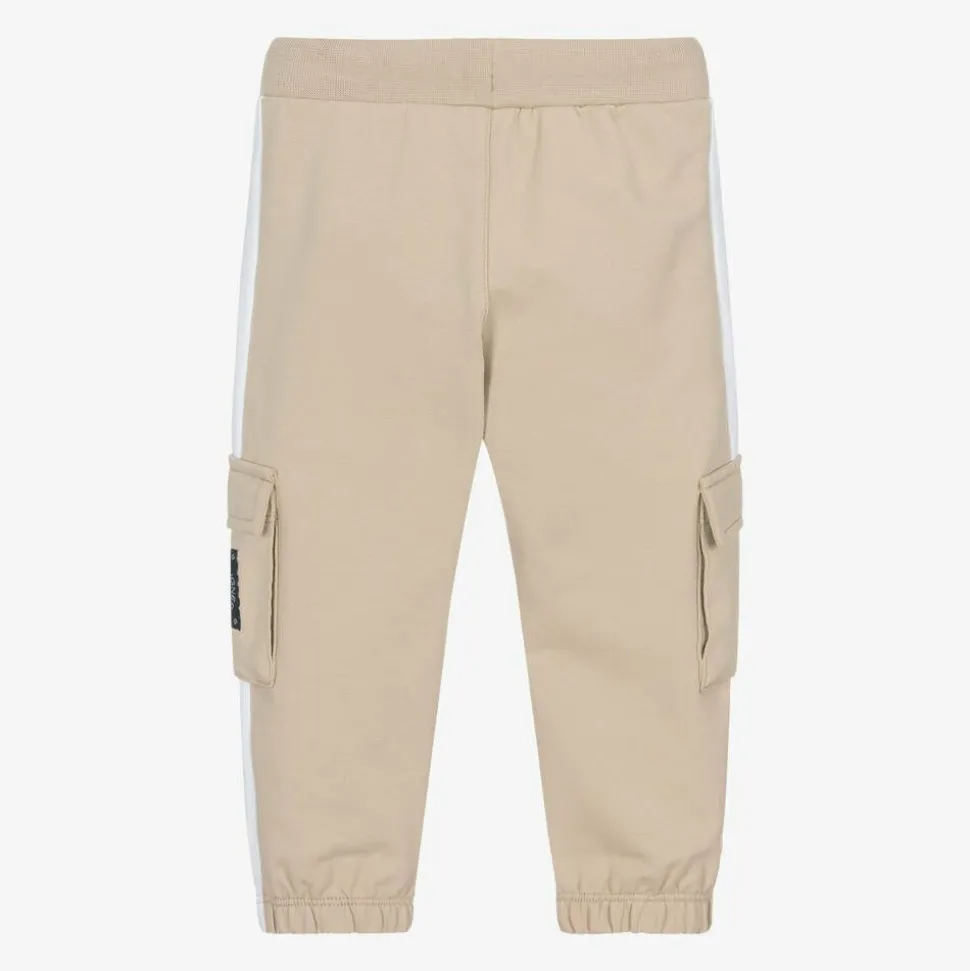 Baby Boys Beige Cotton Cargo Joggers