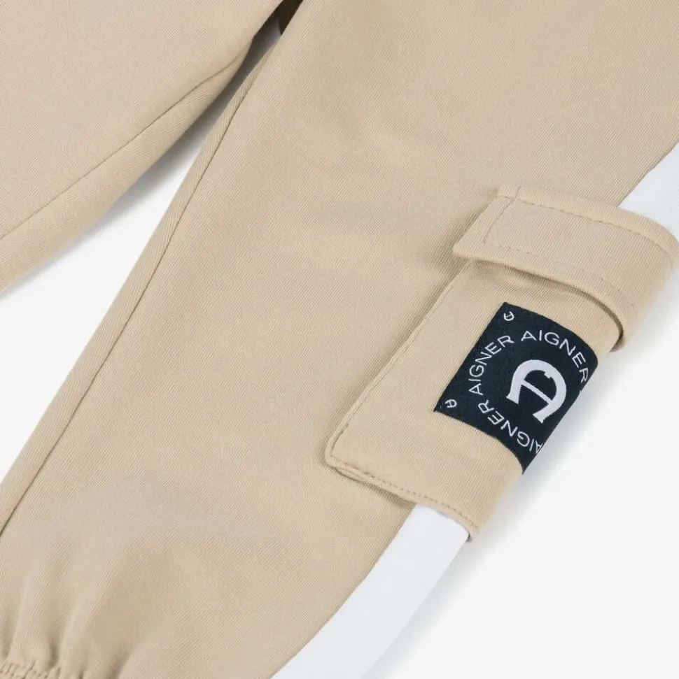 Baby Boys Beige Cotton Cargo Joggers