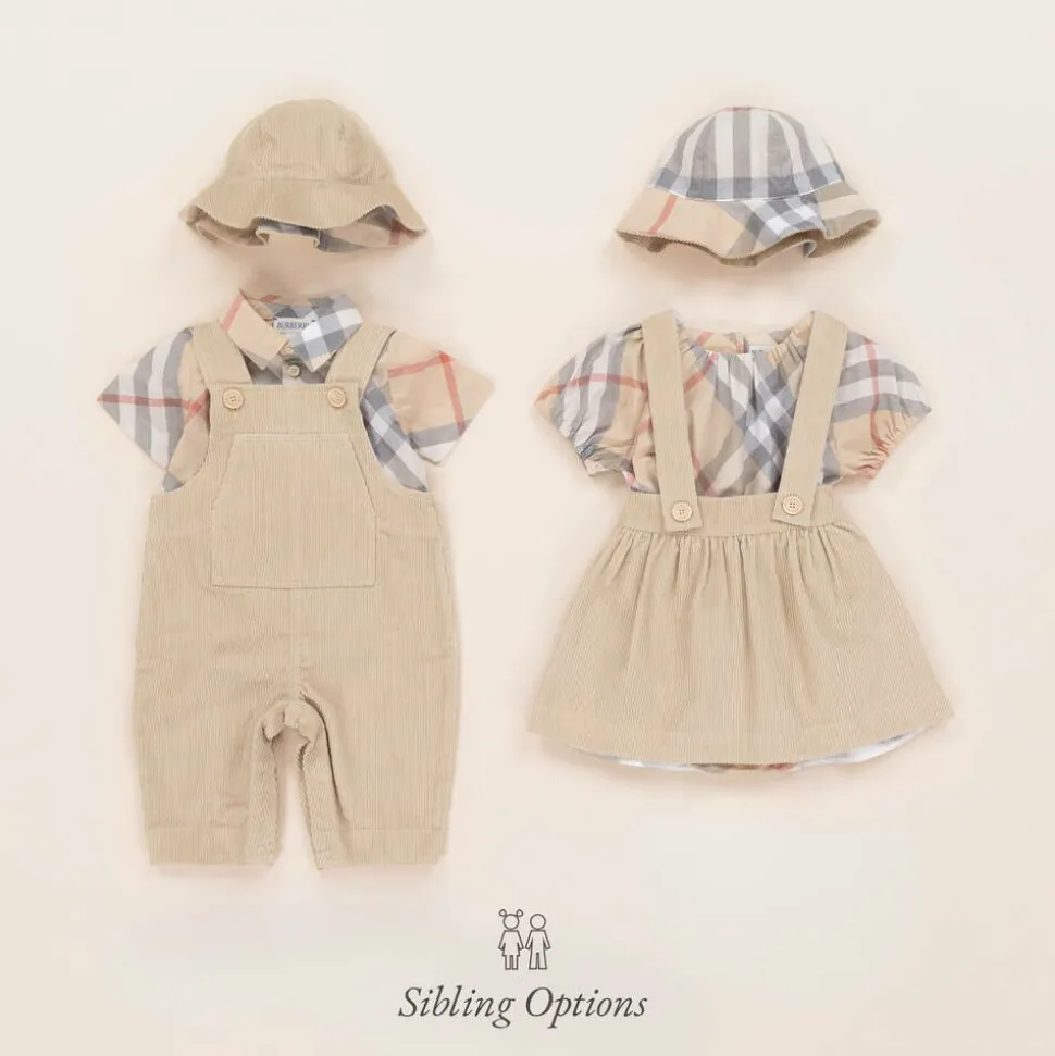 Baby Boys Beige Cotton Dungaree Set