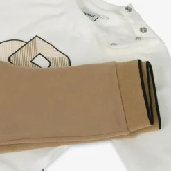 Baby Boys Beige Cotton Tracksuit Set