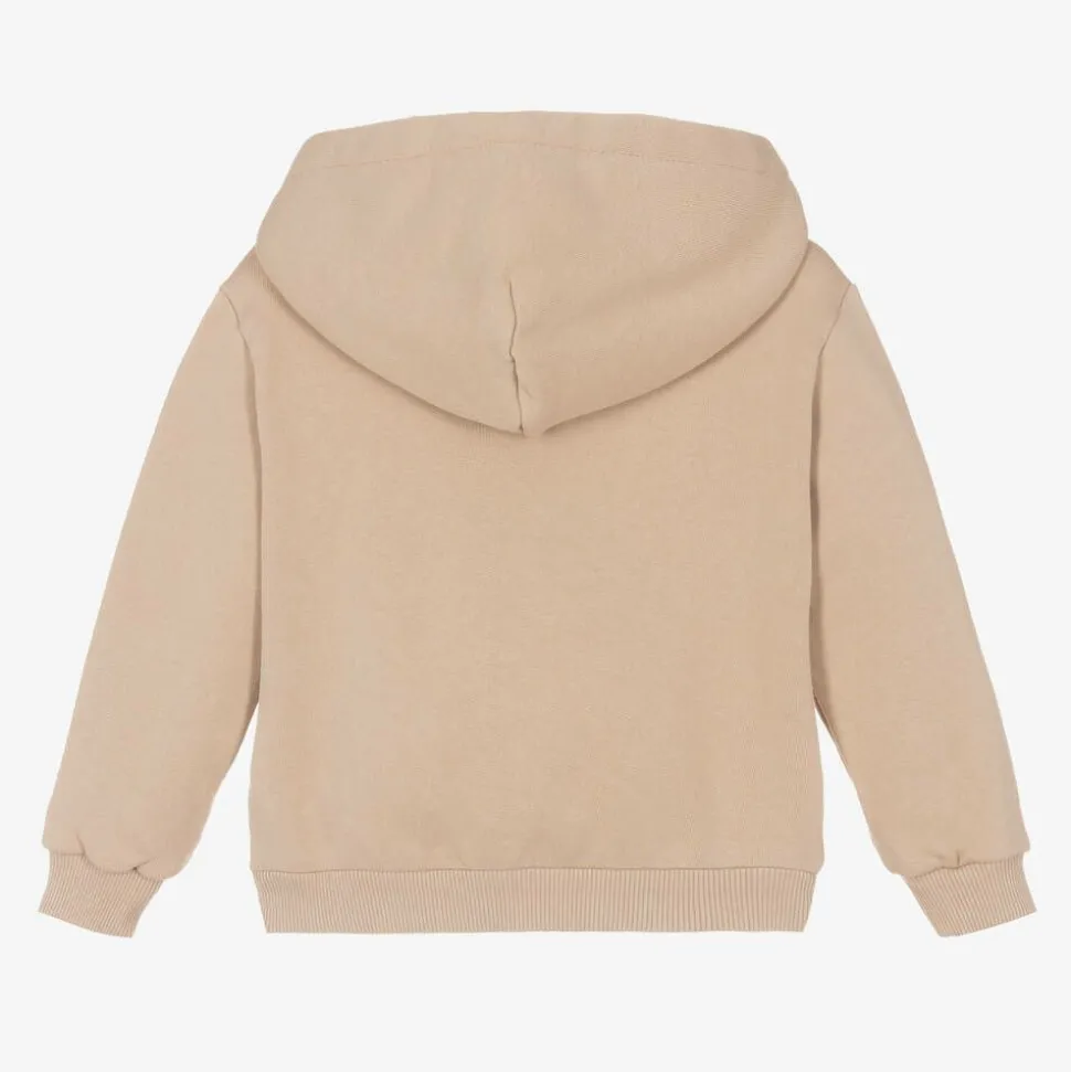 Baby Boys Beige Cotton Zip-Up Top