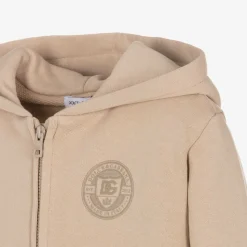 Baby Boys Beige Cotton Zip-Up Top