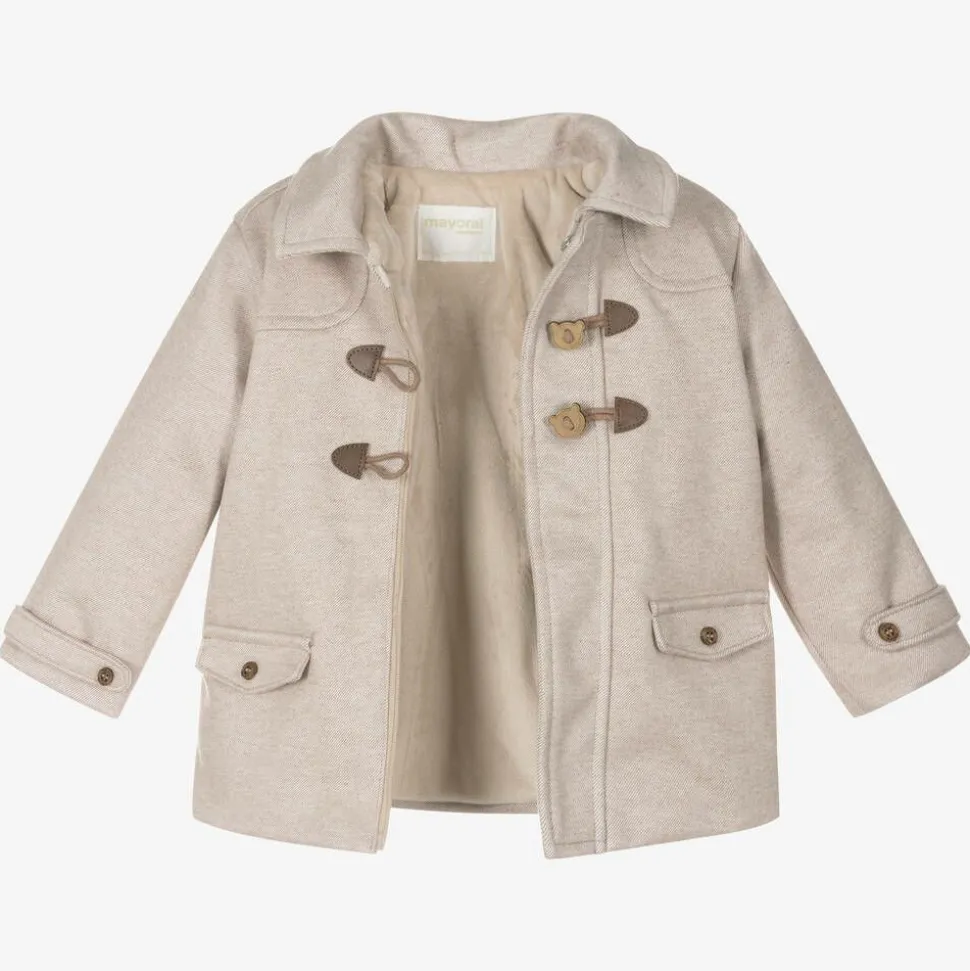 Baby Boys Beige Duffle Coat