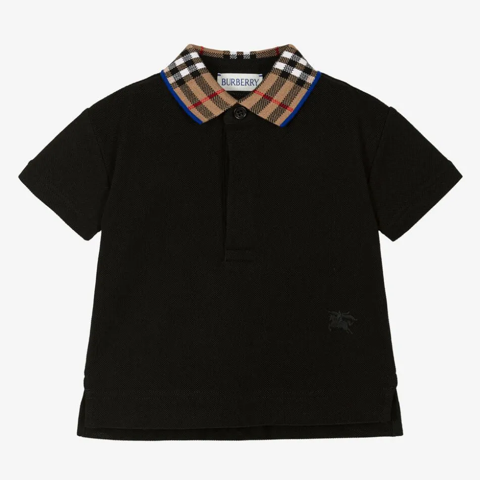Baby Boys Black Check Polo Shirt