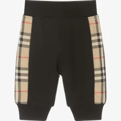 Baby Boys Black Cotton Check Joggers