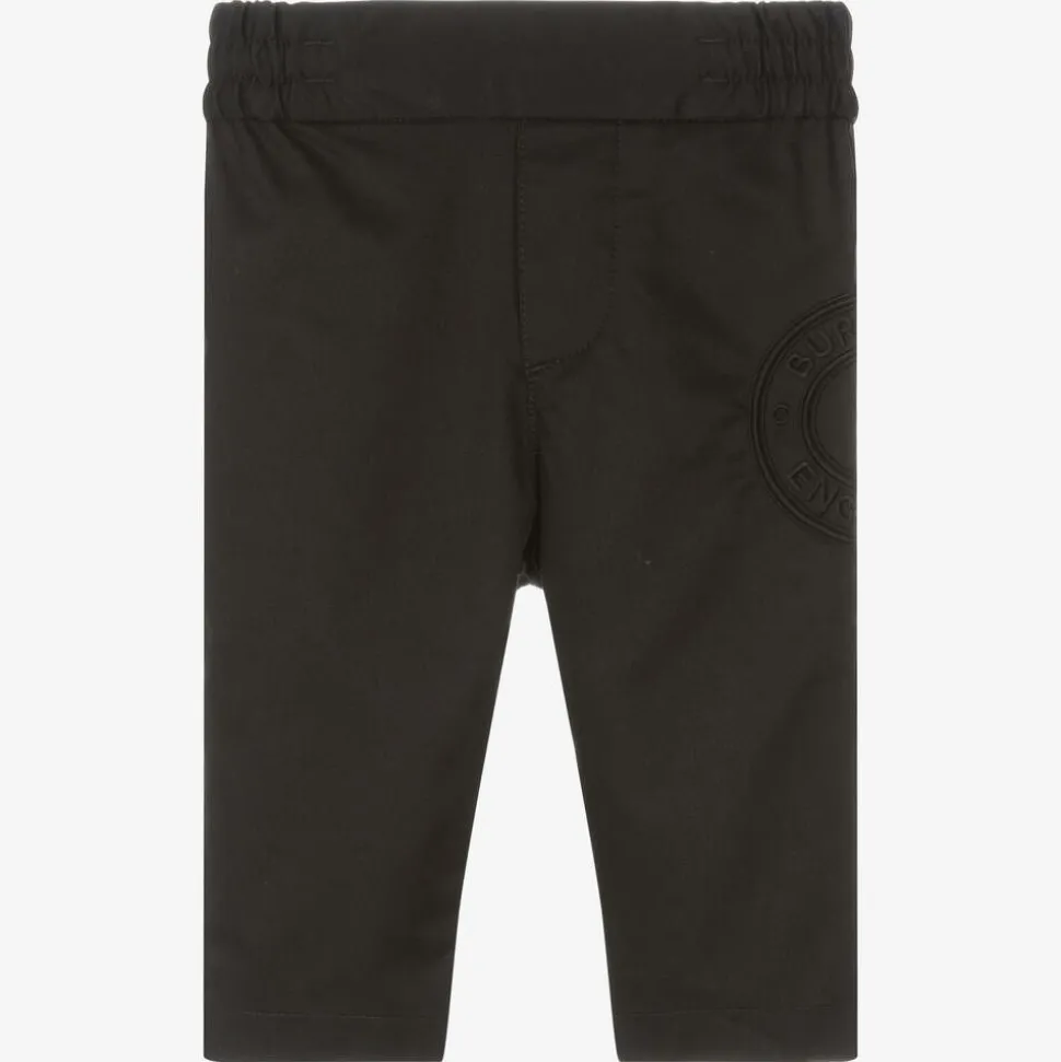 Baby Boys Black Cotton Trousers