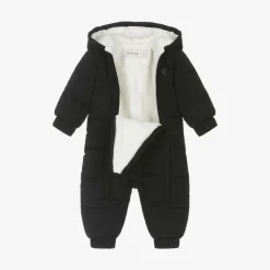 Baby Boys Black Monogram Snowsuit