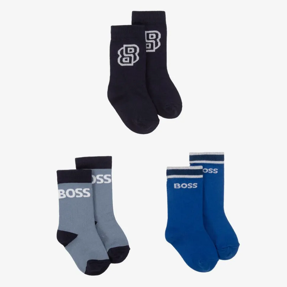 Baby Boys Blue Ankle Socks (3 Pack)