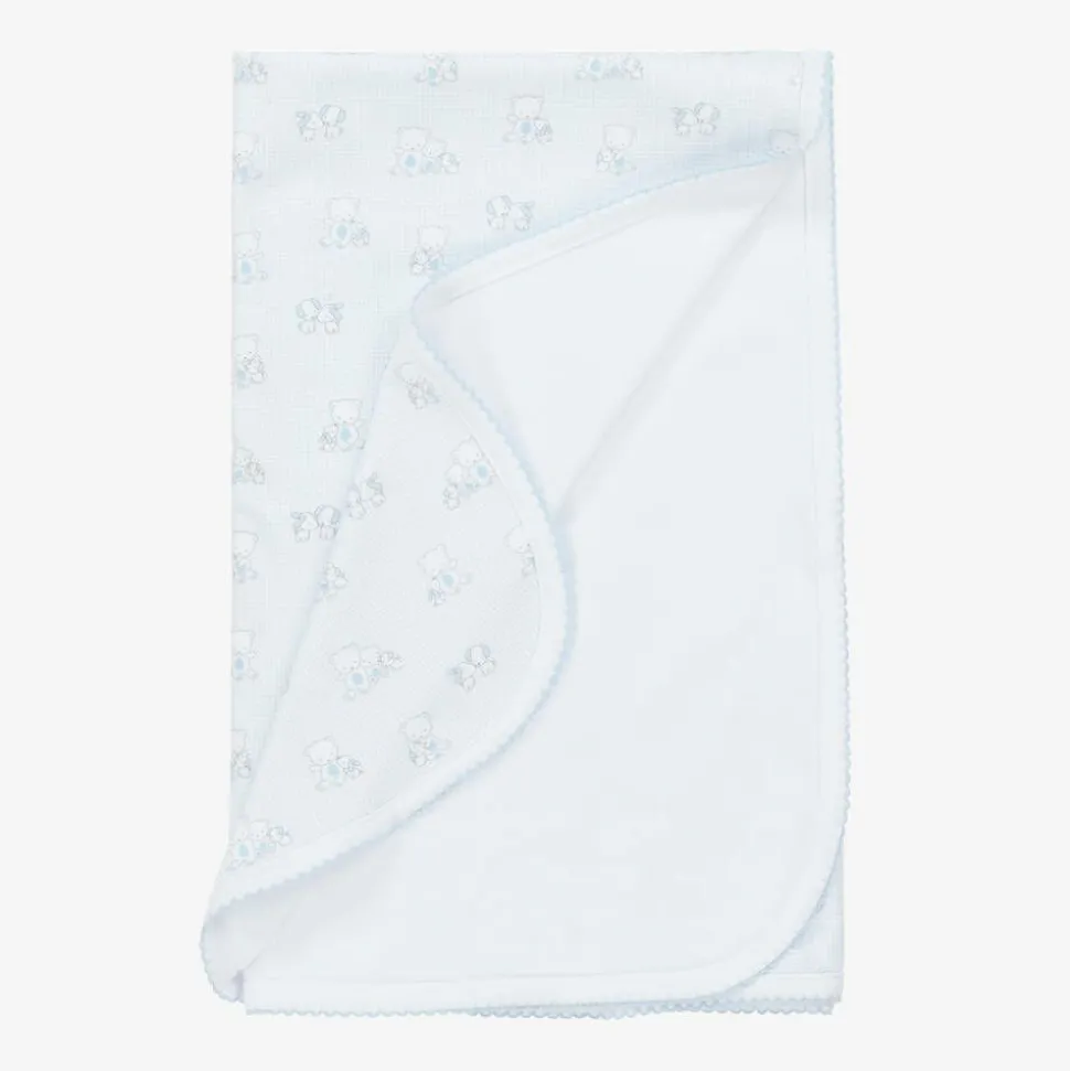 Baby Boys Blue Cotton Beary Besties Blanket (73cm)