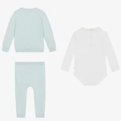 Baby Boys Blue Cotton Knit Trouser Set