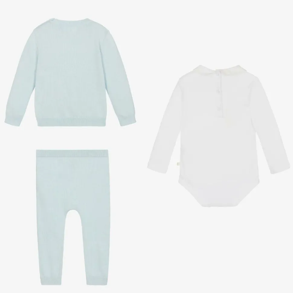 Baby Boys Blue Cotton Knit Trouser Set