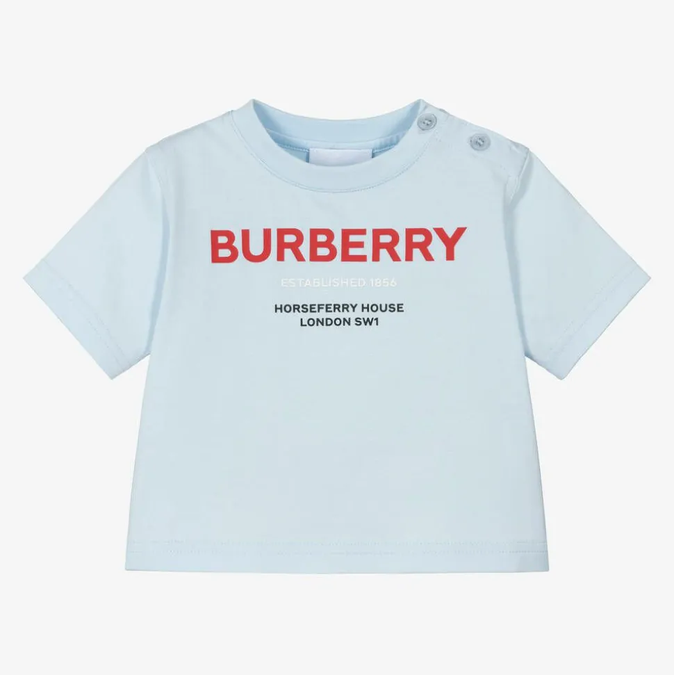 Baby Boys Blue Cotton Logo T-Shirt