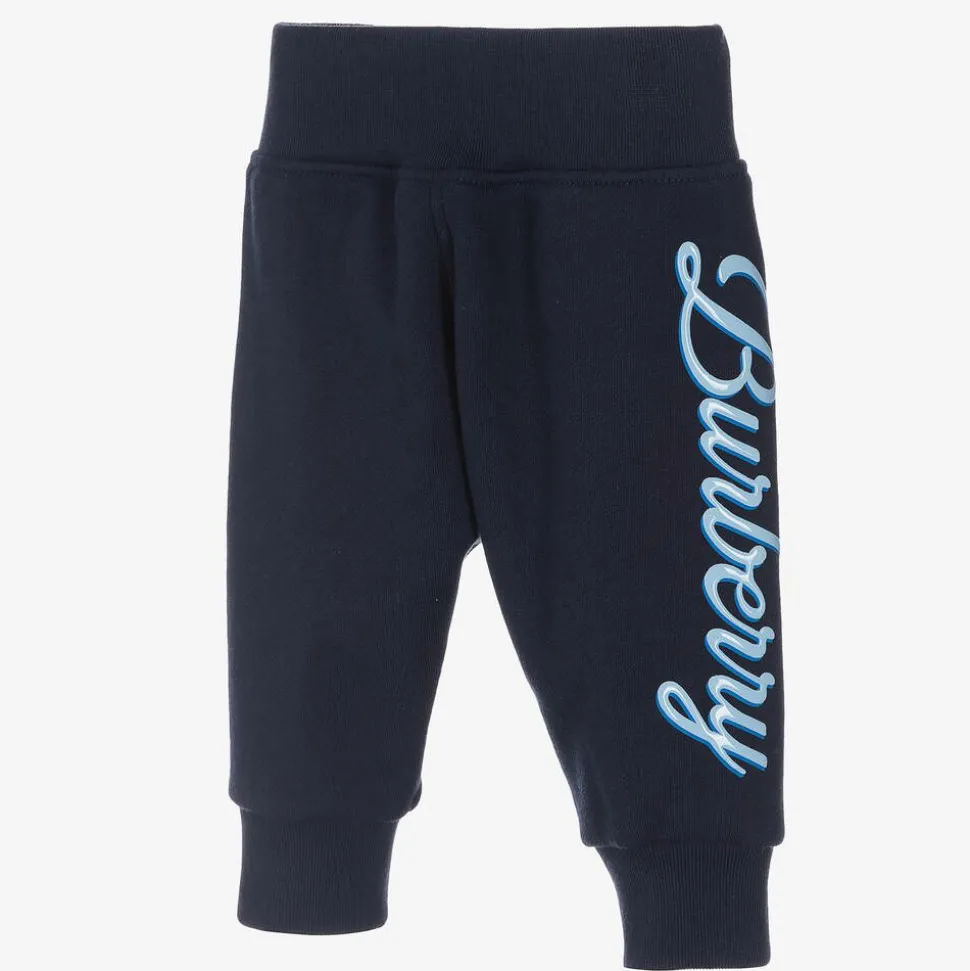 Baby Boys Blue Cotton Logo Joggers
