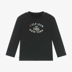 Baby Boys Blue Cotton Monotype Logo Top