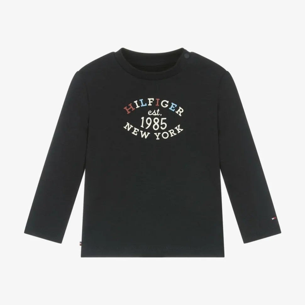 Baby Boys Blue Cotton Monotype Logo Top