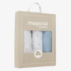 Baby Boys Blue Cotton Muslins (3 Pack)