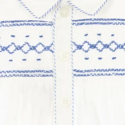Baby Boys Blue Cotton Smocked Buster Suit