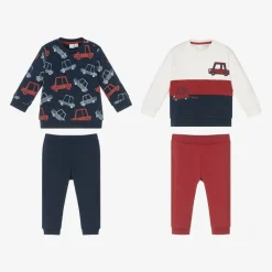 Baby Boys Blue Cotton Tracksuits (2 Pack)