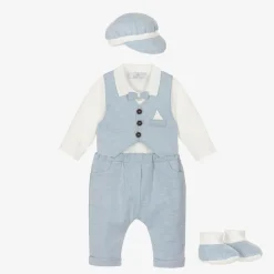 Baby Boys Blue Cotton Trouser Set