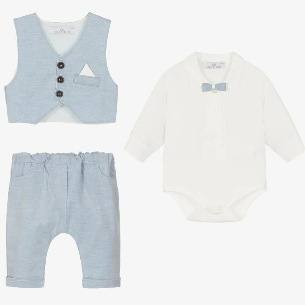 Baby Boys Blue Cotton Trouser Set