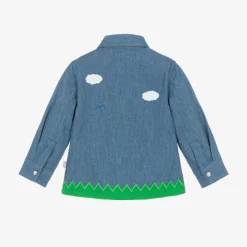 Baby Boys Blue Denim Farmyard Shirt