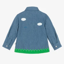 Baby Boys Blue Denim Farmyard Shirt