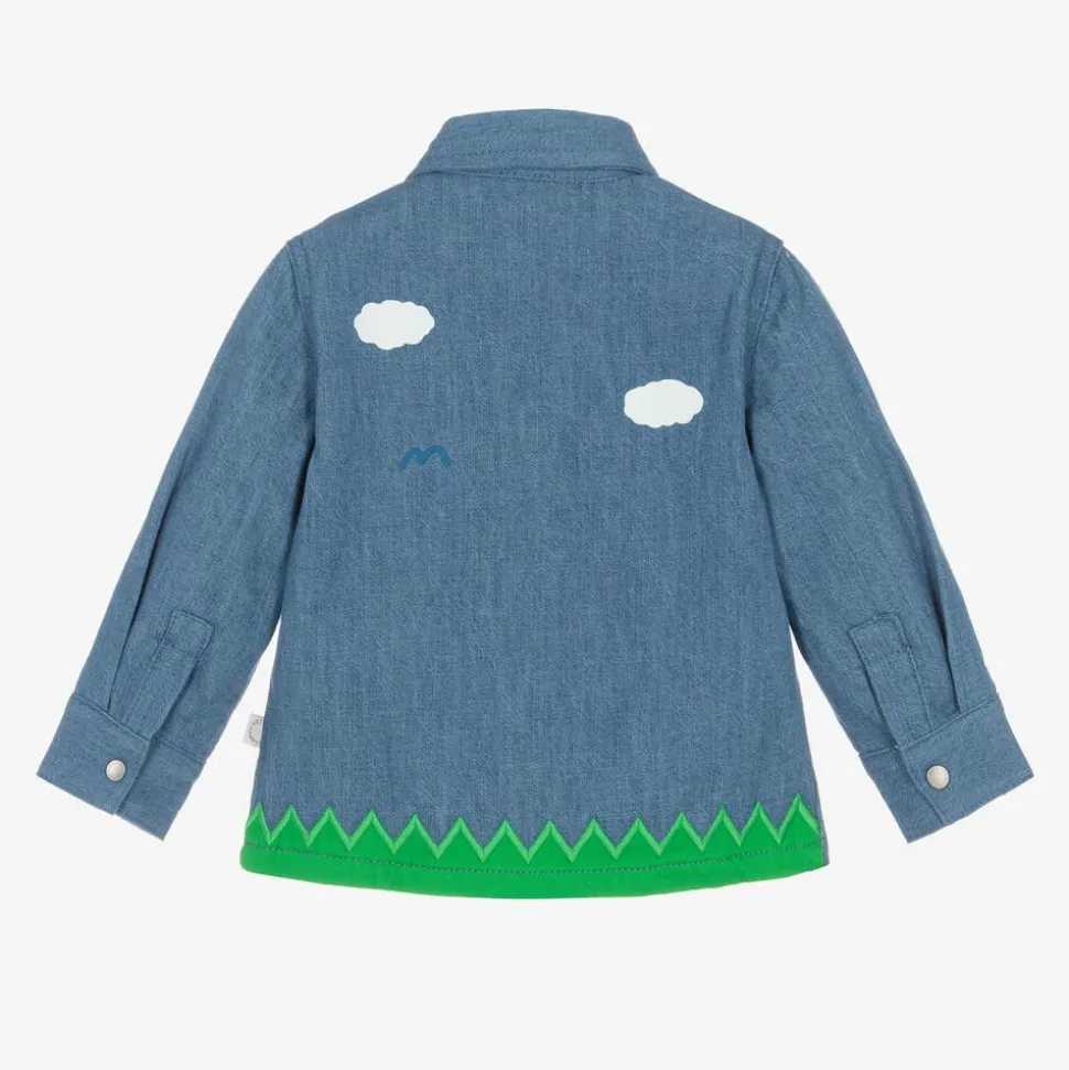 Baby Boys Blue Denim Farmyard Shirt