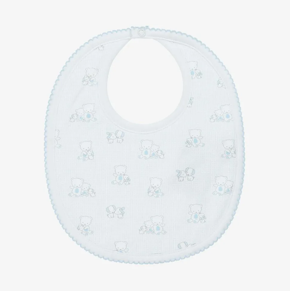 Baby Boys Blue Pima Cotton Beary Besties Bib