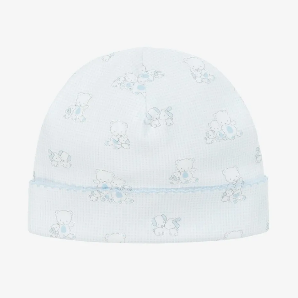 Baby Boys Blue Pima Cotton Beary Besties Hat