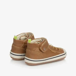 Baby Boys Brown Leather High-Top Trainers