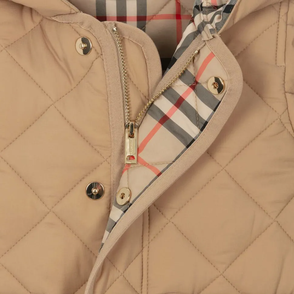 Baby Boys Dark Beige Diamond Quilted Coat