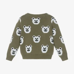 Baby Boys Green Cotton Bear Sweater