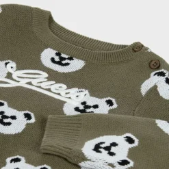 Baby Boys Green Cotton Bear Sweater