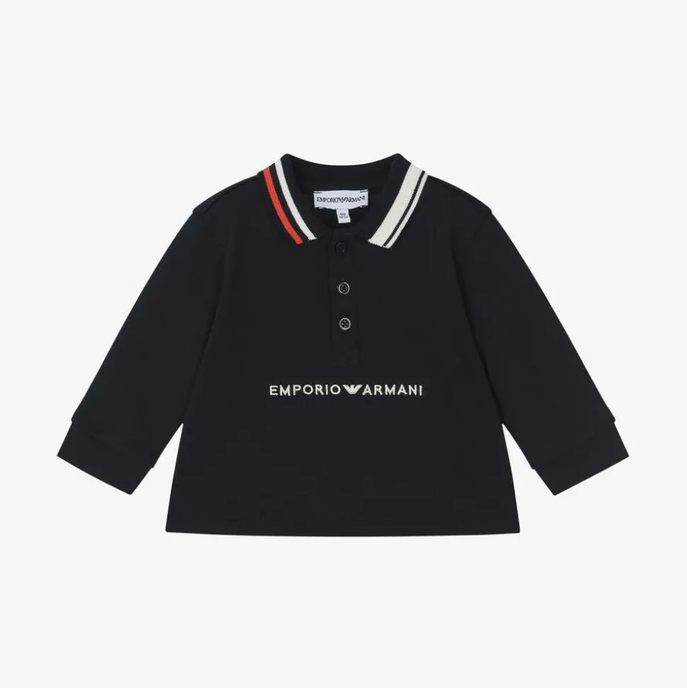 Baby Boys Navy Blue Cotton Polo Shirt