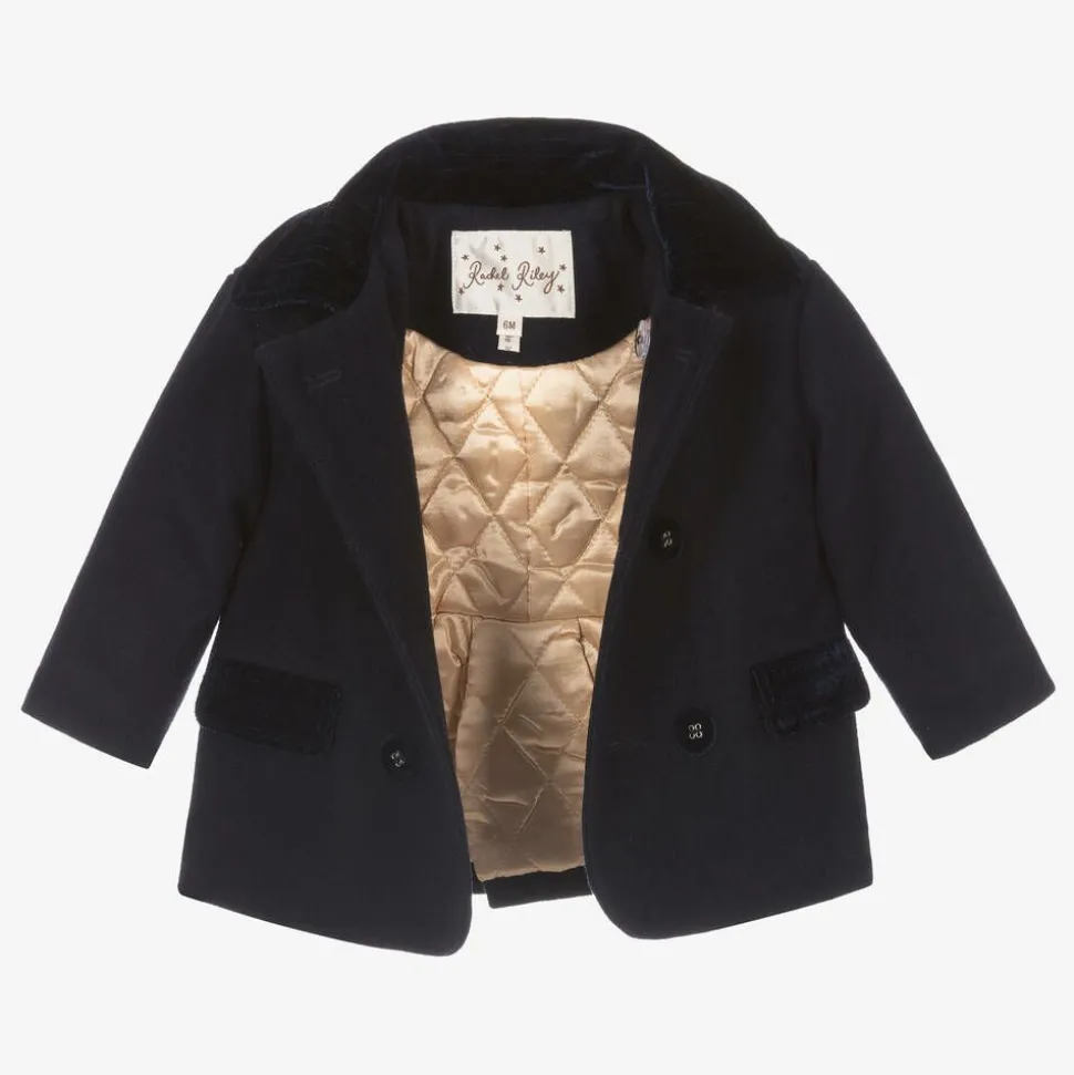 Baby Boys Navy Blue Double Breasted Coat
