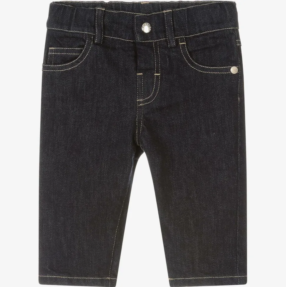 Baby Boys Navy Blue Embroidered Denim Jeans