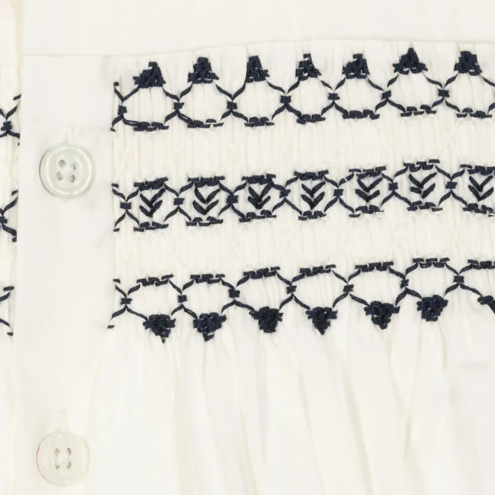 Baby Boys Navy Blue Smocked Buster Suit