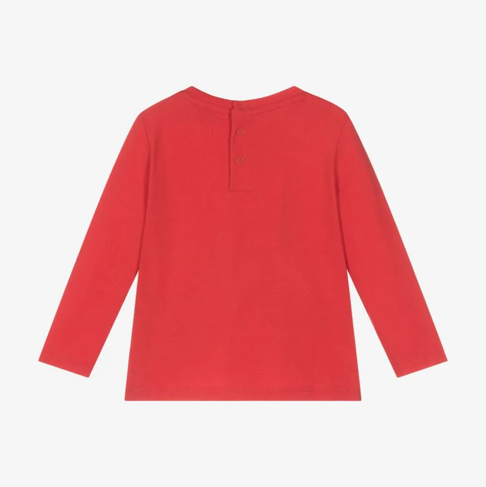 Baby Boys Red Cotton Cartoon Logo Top