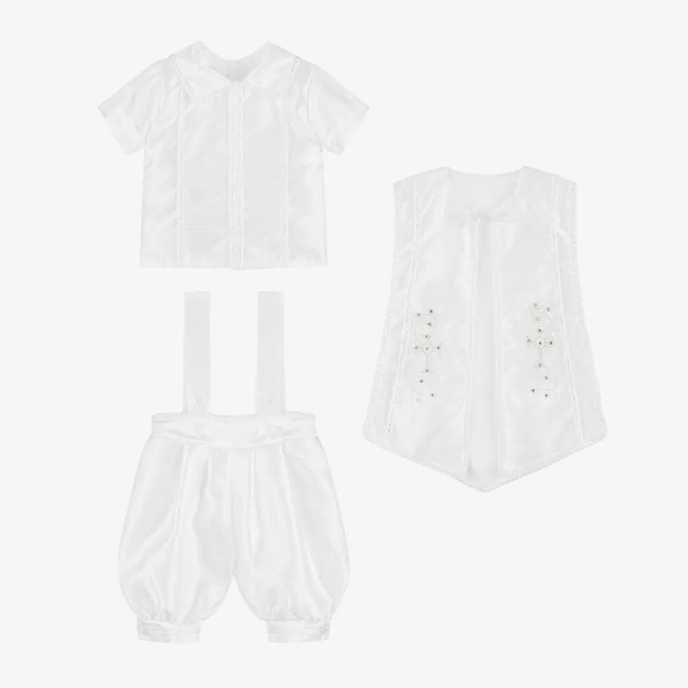 Baby Boys White Ceremony Shorts Set
