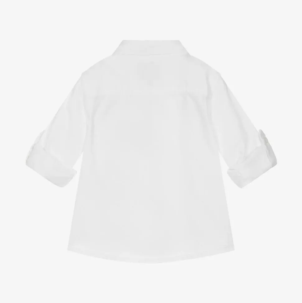Baby Boys White Cotton Bear Shirt