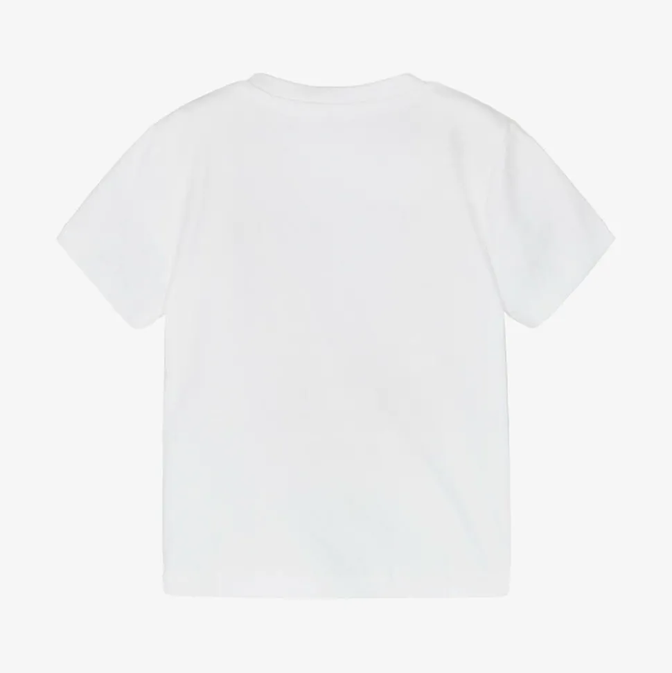 Baby Boys White Cotton Bear T-Shirt