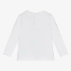 Baby Boys White Cotton Cartoon Logo Top