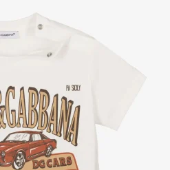 Baby Boys White Cotton Classic Car T-Shirt
