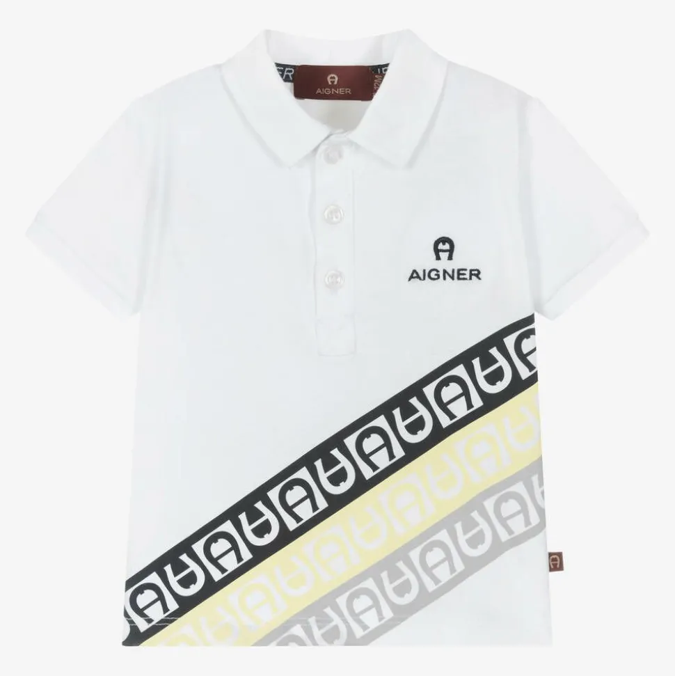 Baby Boys White Cotton Polo Shirt