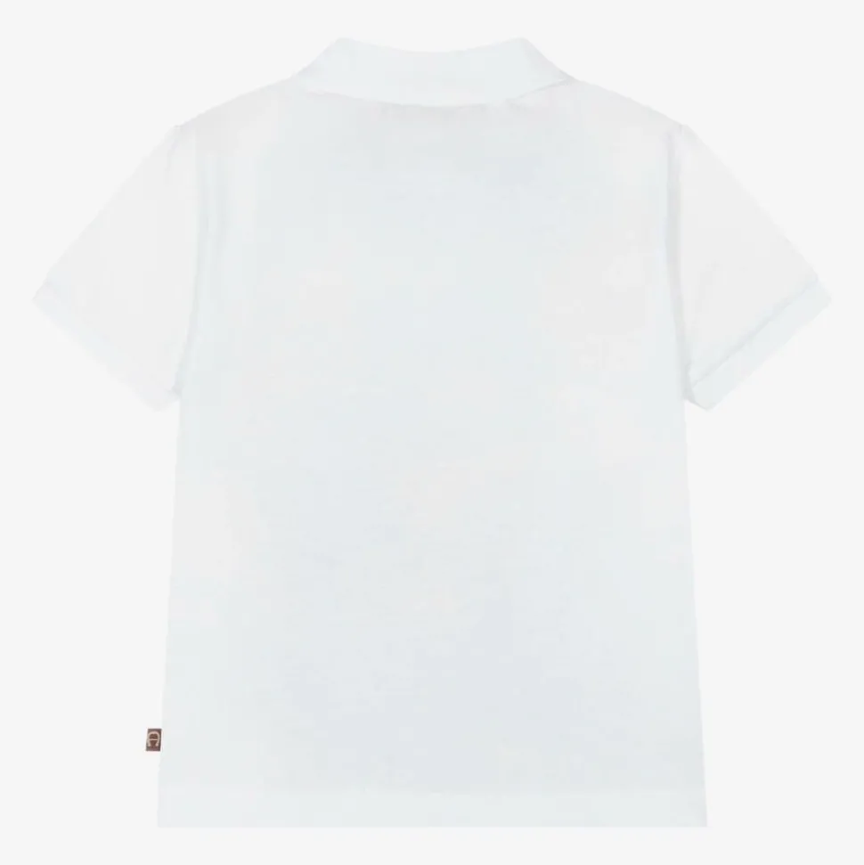 Baby Boys White Cotton Polo Shirt